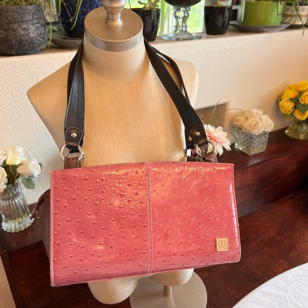 Convertible Pink Miche handbag; fair condition; some wear on handle & the inside